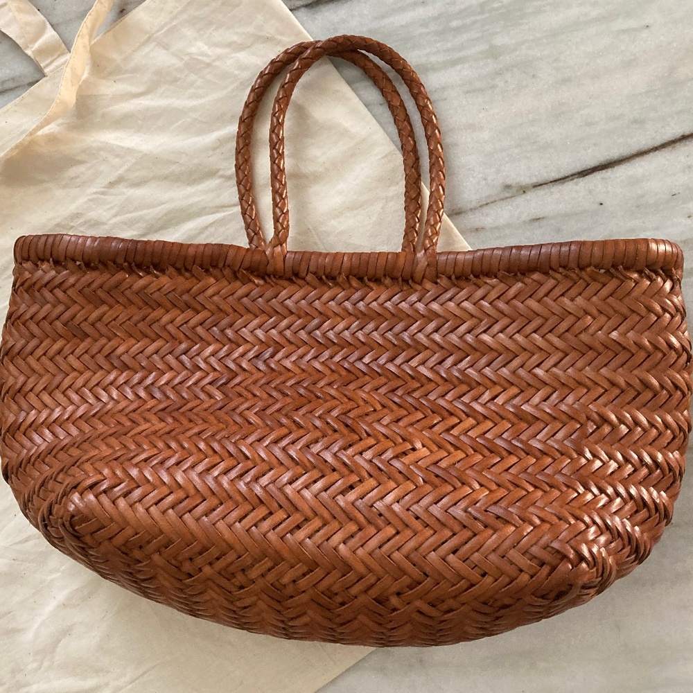 Dragon Diffusion "Triple Jump" Handmade Woven Leather Bag/Tote - Tan